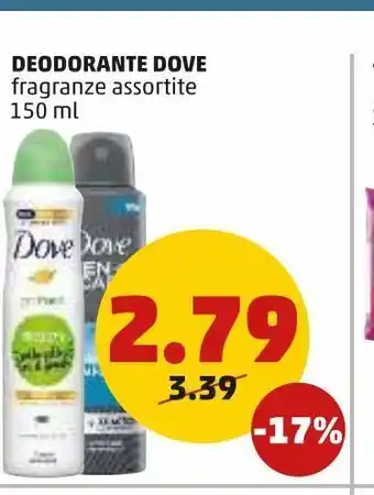 PENNY Deodorante dove fraganze assortite 150ml offerta