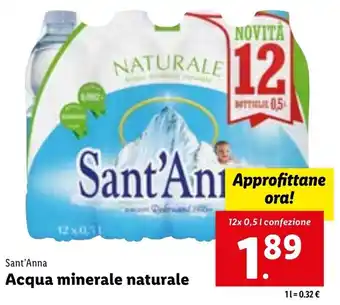 Lidl Sant'Anna Acqua minerale naturale offerta