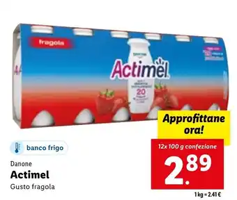 Lidl Danone Actimek Gusto fragola 12x100g offerta