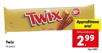 Lidl Twix 10 pezzi 500g offerta