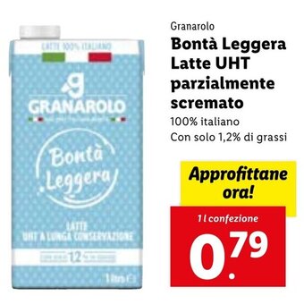 Lidl Granarolo Bontà Leggera Latte UHT parzialmente scremato offerta