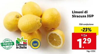 Lidl Limoni di Siracusa IGP offerta