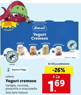Lidl Latteria Yogurt cremoso 8x125g offerta
