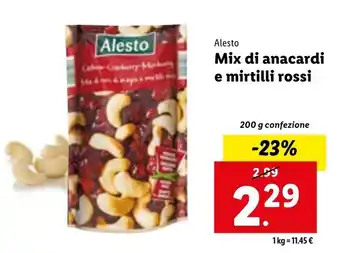 Lidl Alesto Mix di anacardo e mirtilli rossi 200g offerta