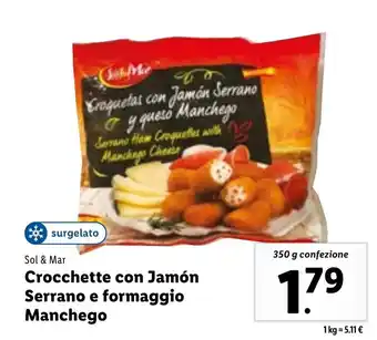 Lidl Sol & Mar Crocchette con Jamón Serrano e formaggio Manchego 350g offerta