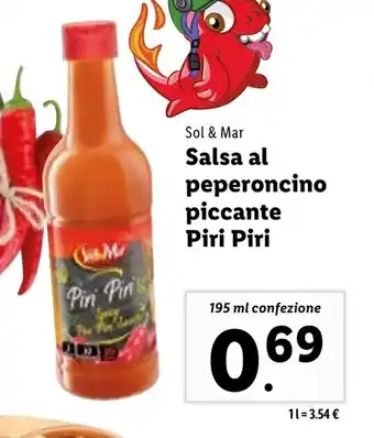 Lidl Sol & Mar Salsa al peperoncino piccante Piri Piri 195ml offerta