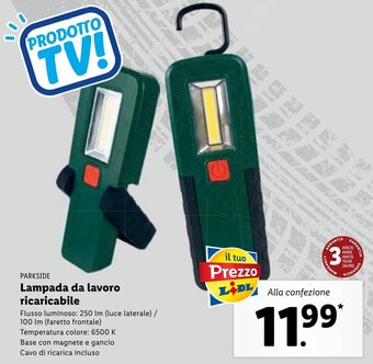 Lidl Parkside Lampada da lavoro ricaricabile offerta