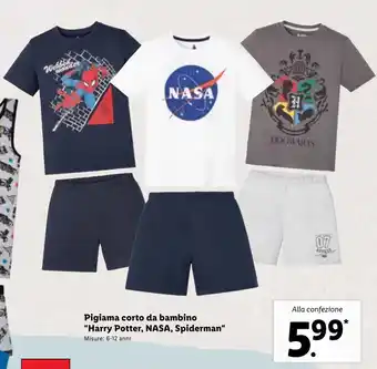 Lidl Pigiama corto da bambino''Harry Potter,NASA,Spiderman 6-12 anni offerta