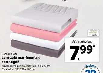 Lidl Livarno Home Lenzuolo matrimoniale con angoli offerta