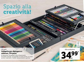 Lidl Crelando Valigetta per dipingere e colorare, 174 pezzi offerta