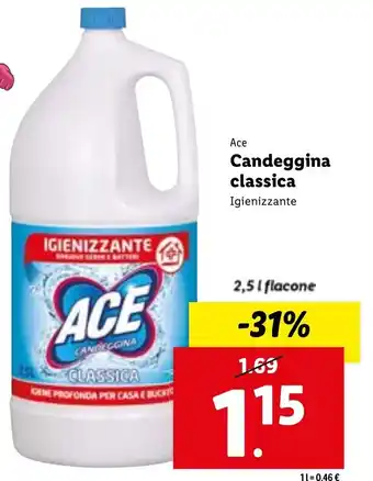Lidl Ace Candeggina Classica Iglenizzante 2.5 l Flacone offerta
