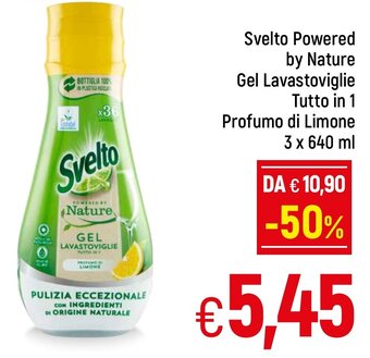 Famila Svelto Powered by Nature Gel Lavastoviglie Tutto in 1 Profumo di Limone 3 x 640 ml offerta
