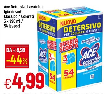 Famila Ace Detersivo Lavatrice Igienizzante Classico / Colorati 3 x 990 ml / 54 Lavaggi offerta
