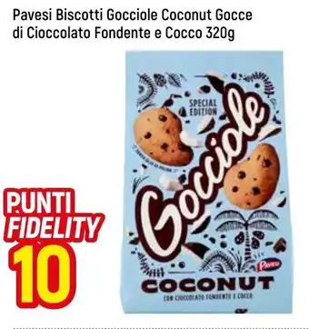 Famila Pavesi Biscotti Gocciole Coconut Gocce di Cioccolato Fondente e Cocco 320g offerta