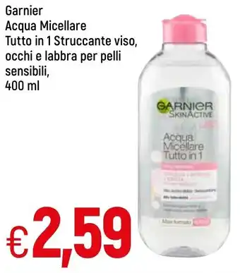 Famila Garnier Acqua Micellarre Tutto in 1 Struccante viso,occhi e labbra per pelli sensibili 400ml offerta