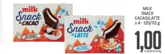 Supermercati Piccolo Milk Snack Cacao/Latte x 4 120/112 g offerta