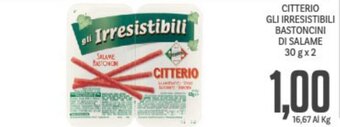 Supermercati Piccolo Citterio Gli Irresistibili Bastoncini Di Salame 30 g x 2 offerta