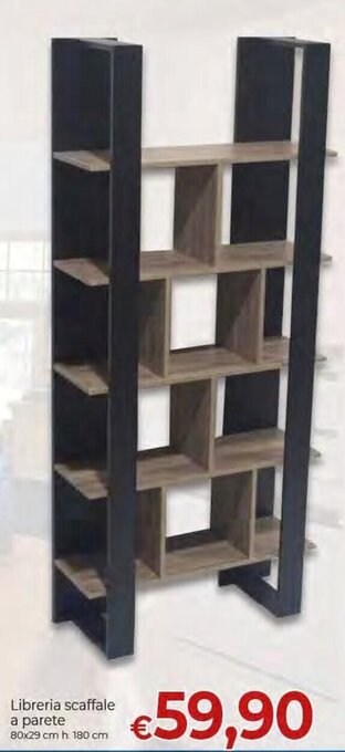 Libreria scaffale a parete 80x29 cm h.180cm