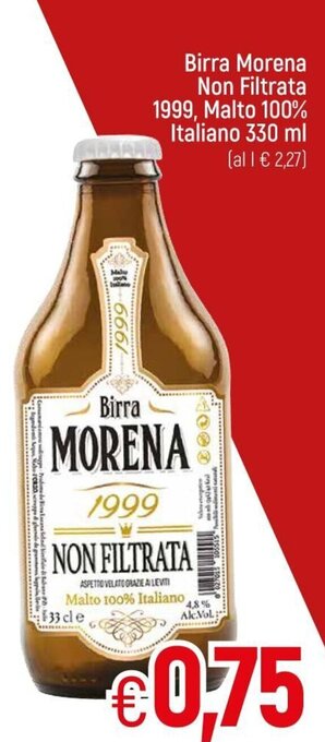 Galassia Birra Morena Non Filtrata 1999, Malto 100% Italiano 330 ml offerta