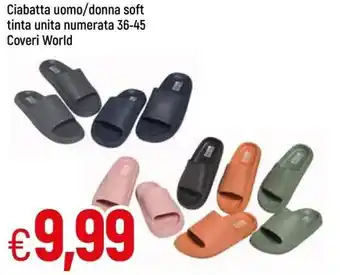 Galassia Ciabatta Uomo / Donna Soft Tinta Unita Numerata 36 - 45 Coveri World offerta