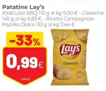 Coop Lay's Patatine Classiche 145g al kg offerta