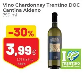 Coop Vino Chardonnay Trentino DOC Cantina Aldeno 750ml offerta
