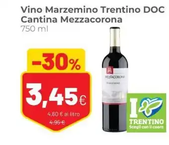Coop Vino Marzemino Trentino DOC Cantina Mezzacorona 750ml offerta