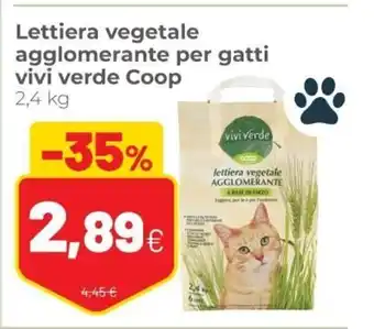 Coop Lettiera vegetale agglomerante per gatti vivi verde Coop 2,4kg offerta