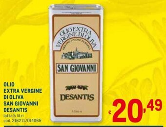 Metro Olio Extra Vergine Di Oliva San Giovanni Desantis latta 5 litri offerta