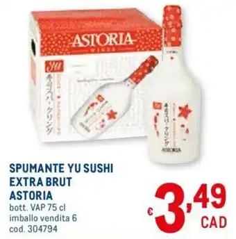 Metro Astoria Spumante Yu Sushi Extra Brut 75cl offerta