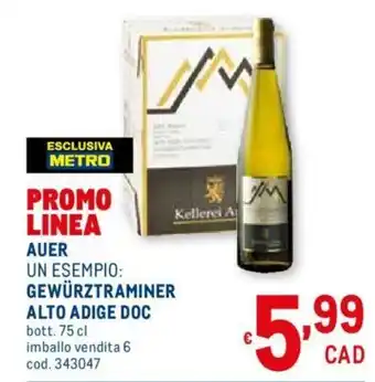 Metro Auer Gewürztraminer Alto Adige Doc 75cl offerta