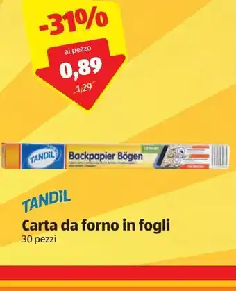 ALDI Carta da forno in foglia tandil offerta