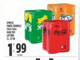 Despar Sprite/fanta orange/coca cola vari tipi lattina offerta