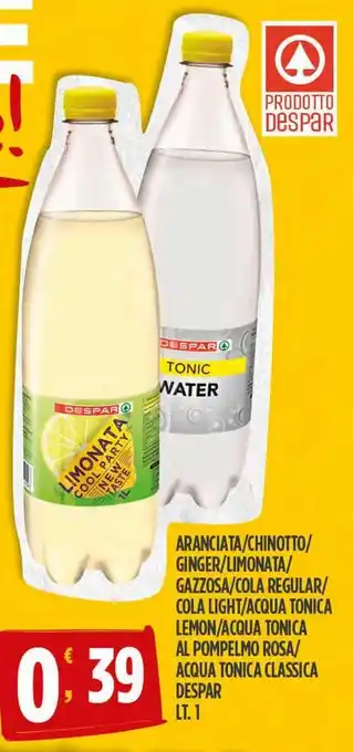 Eurospar Arancita/chinotto/ginger/limonata/gazzosa/cola regular/cola light/acqua tonica lemon/acqua tonica al pompelmo rosa/acqua toni offerta