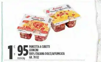 Despar Pancetta a cubetti leoncini 100% italiana dolce/affumicata gr 70x2 offerta