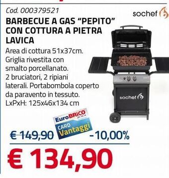 Eurobrico Barbecue a gas "pepito" con cottura a pietra lavica offerta