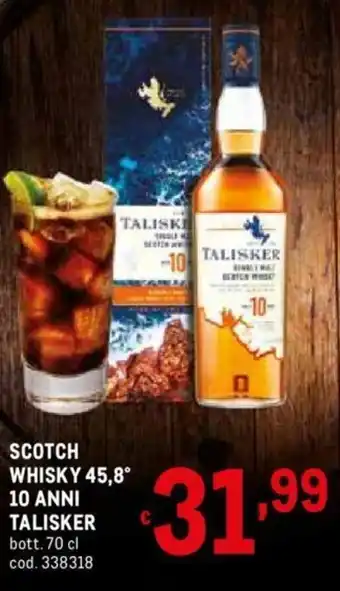 Metro Talisker Scotch Whisky 45,8 10 Anni 70cl offerta