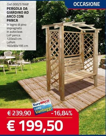 Pergola da giardino ad arco con panca