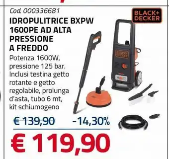 Idropulitrice bxpw 1600pe ad alta pressione a freddo