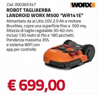 Eurobrico Robot tagliaerba landroid worx m500 "wr141e" offerta