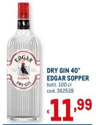 Metro Edgar Sopper Dry Gin 40 100cl offerta