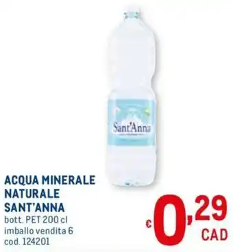 Metro Sant'Anna Acqua Minerale Naturale 200cl offerta