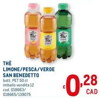 Metro San Benedetto Thè Limone/Pesca/Verde 50cl offerta