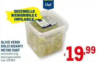 Metro Metro Chef Olive Verdi Dolci Gigante 3kg offerta
