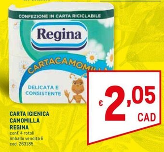 Metro Regina Carta Igienica Camomilla 4 rotoli offerta