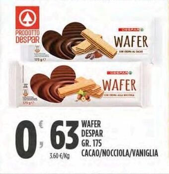 Despar Wafer despar cacao/ nocciola/ vaniglia offerta