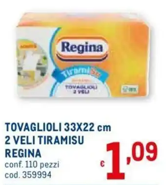 Metro Regina Tovaglioli 33x22cm 2 Veli Tiramisu conf. 110 pezzi cod. 359994 offerta