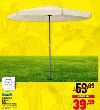 Metro Ombrellone Ø 4 Metri Ecru Tarrington House offerta