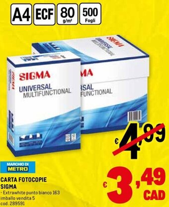 Metro Carta Fotocopie Sigma offerta