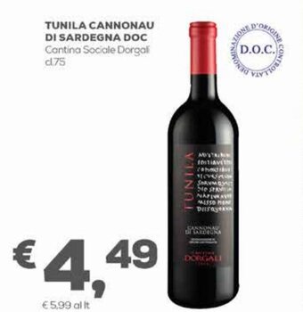 Tunila Cannonau Di Sardegna DOC Cantina Sociale Dorgali cl.75
